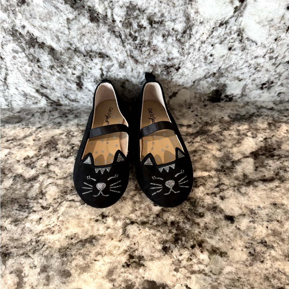 Cat and Jack Toddler Girls 🐈‍⬛ Black Cat Dress Shoes- size 7